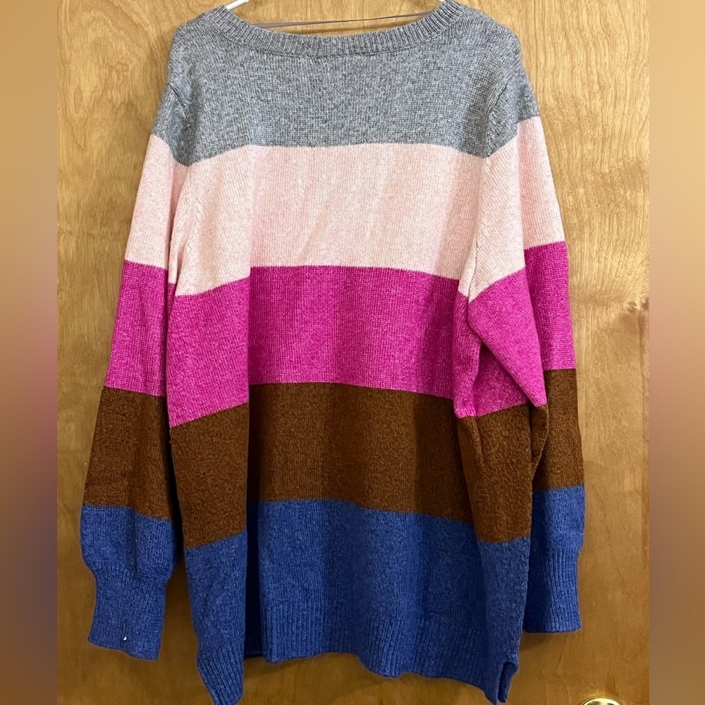 Lane Bryant Colorful Striped V-Neck Sweater 22/24 - Picture 4 of 6